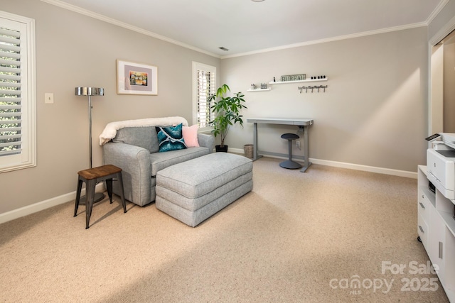 205 Midland Dr, Asheville, NC 28804 - living area featuring crown molding, baseboards, and visible vents