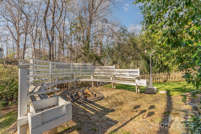 view of yard with a patio area and fence