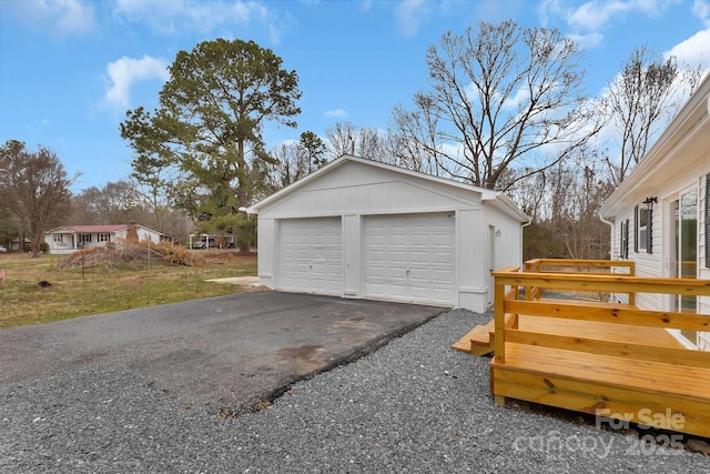 view of detached garage