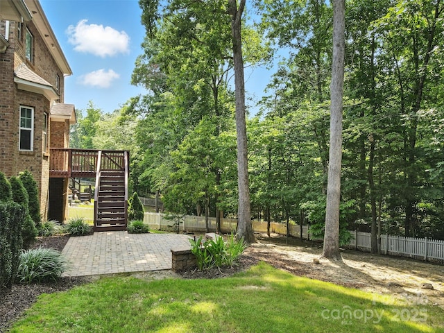 4708 Pearmain Dr, Waxhaw, NC 28173 - view of yard with stairs, a deck, and a patio area