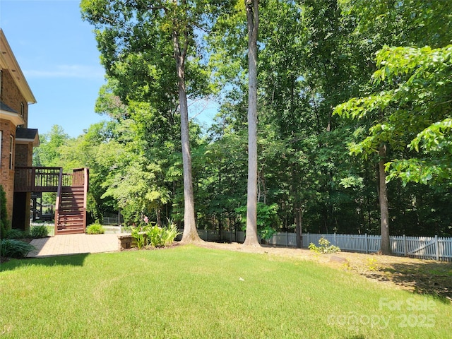 4708 Pearmain Dr, Waxhaw, NC 28173 - view of yard featuring stairway and a wooden deck
