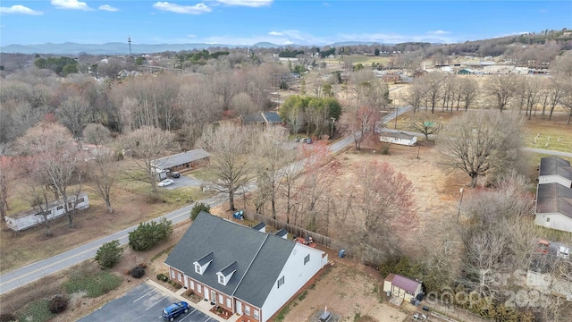 bird's eye view with a mountain view