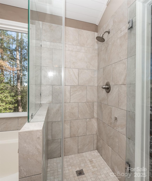 full bath featuring plenty of natural light and a stall shower