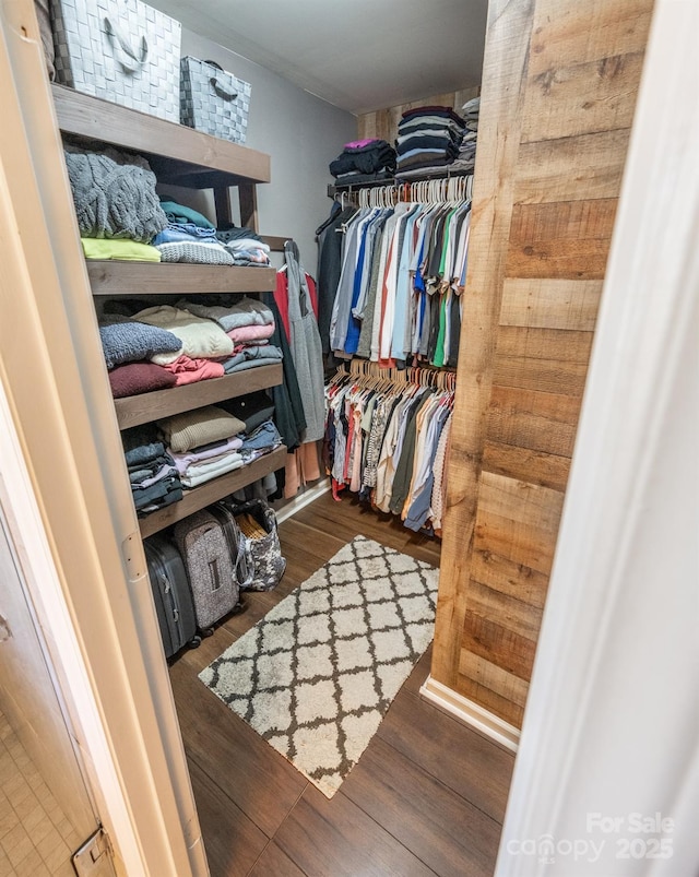 spacious closet with wood finished floors