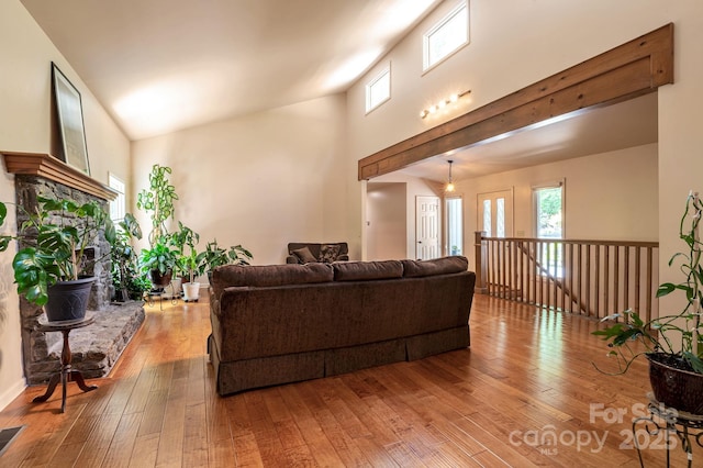 97 Ballantree Dr, Asheville, NC 28803 - living room featuring hardwood / wood-style flooring and a high ceiling