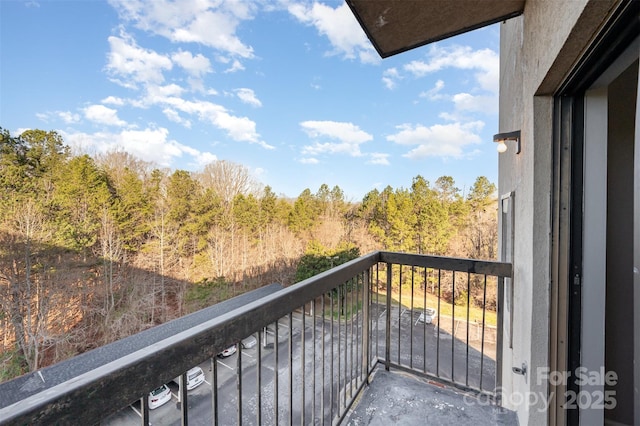 balcony with a view of trees