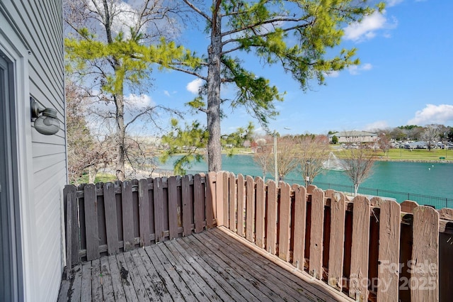 deck with a water view