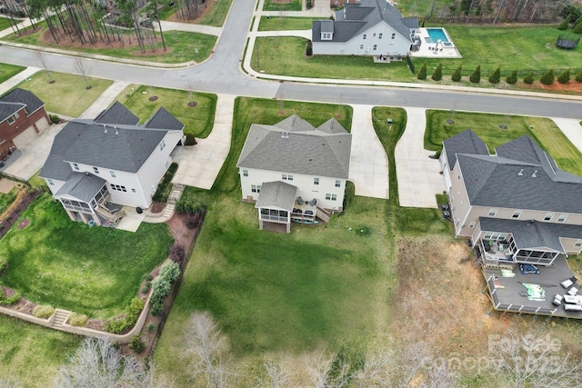 bird's eye view with a residential view