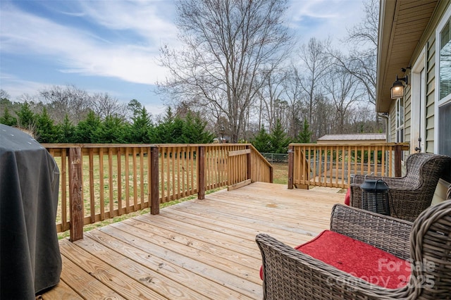 deck featuring area for grilling