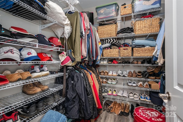 spacious closet featuring wood finished floors