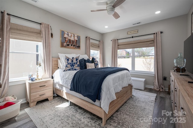 bedroom featuring recessed lighting, baseboards, and light wood finished floors