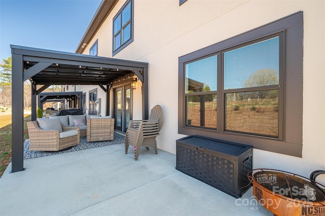 view of patio / terrace with french doors and outdoor lounge area