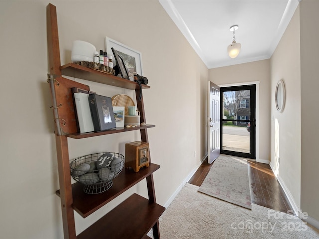 430 Battery Cir, Clover, SC 29710 - entryway featuring ornamental molding, baseboards, and wood finished floors