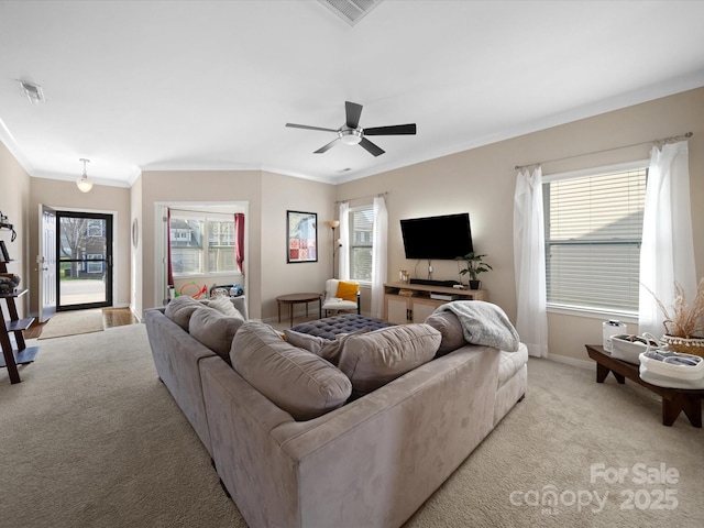 430 Battery Cir, Clover, SC 29710 - living area featuring plenty of natural light, visible vents, and light carpet