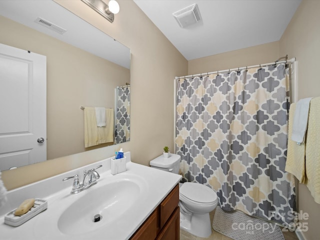 430 Battery Cir, Clover, SC 29710 - full bathroom with visible vents, toilet, vanity, and a shower with curtain