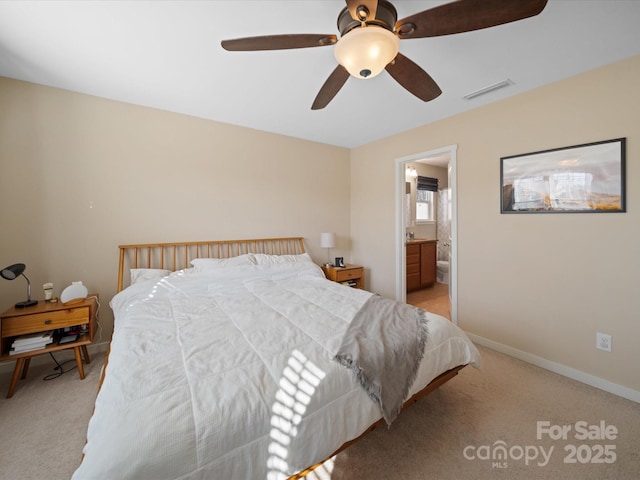 430 Battery Cir, Clover, SC 29710 - bedroom with visible vents, light colored carpet, baseboards, and ceiling fan