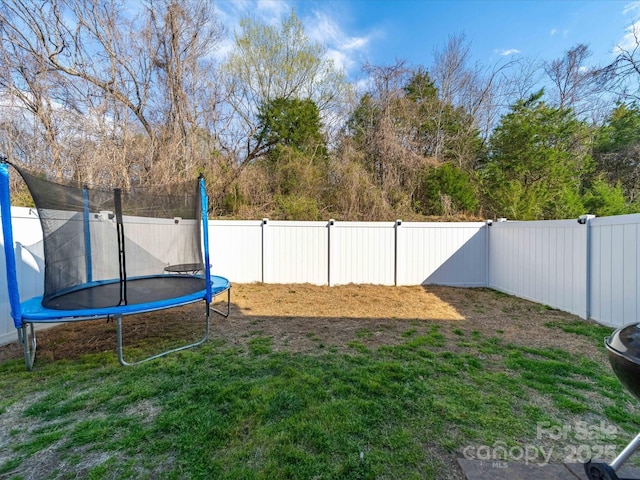 430 Battery Cir, Clover, SC 29710 - view of yard featuring a fenced backyard and a trampoline