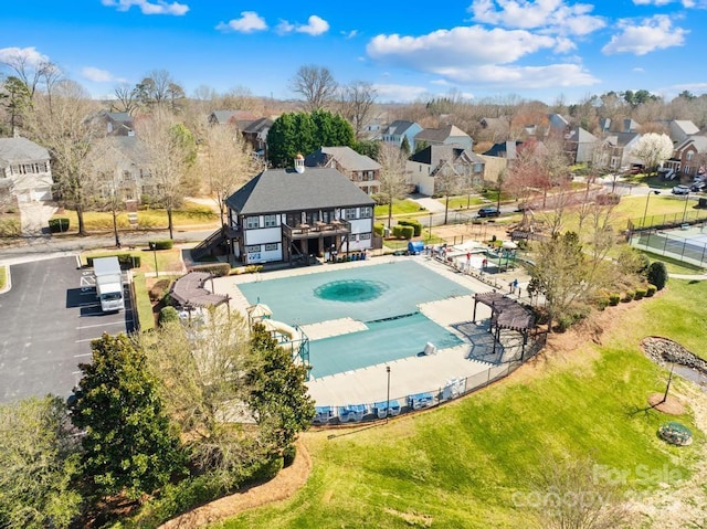 drone / aerial view with a residential view