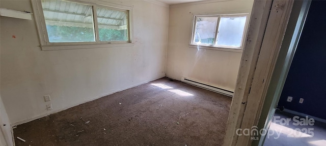 819 Circle Vw, Gastonia, NC 28054 - carpeted empty room with a baseboard radiator and ornamental molding