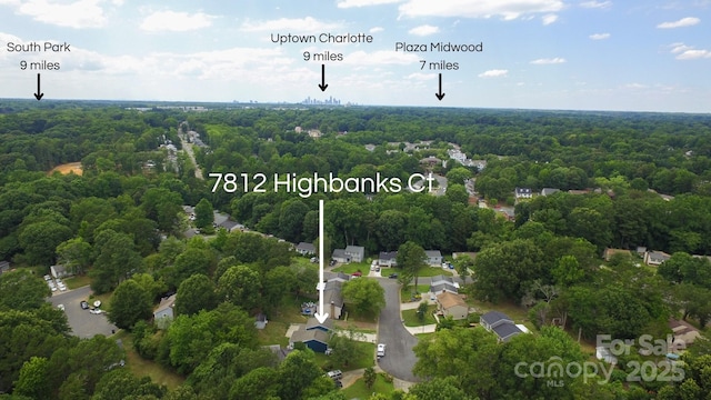 7812 Highbanks Ct, Charlotte, NC 28212 - aerial view featuring a view of trees