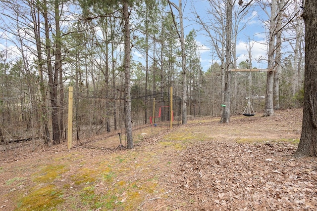 view of yard featuring a view of trees