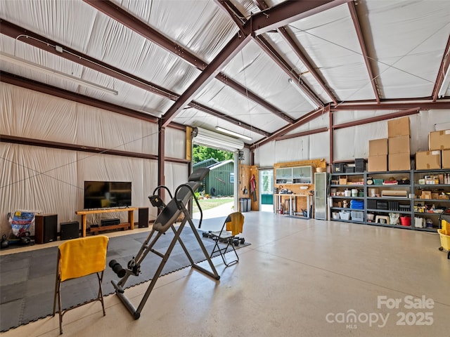 garage featuring metal wall