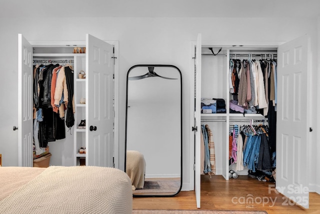 bedroom featuring a closet and wood finished floors