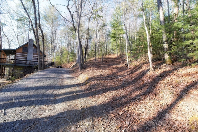 151 Pinewood Dr, Murphy, NC 28906 - view of street with gravel driveway and a wooded view