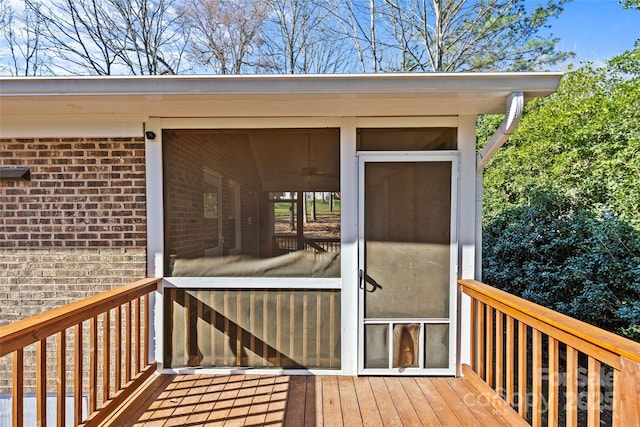 deck featuring a sunroom