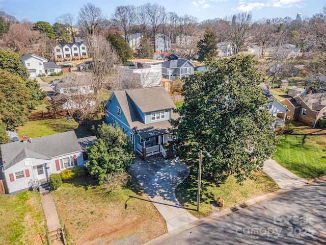 aerial view featuring a residential view