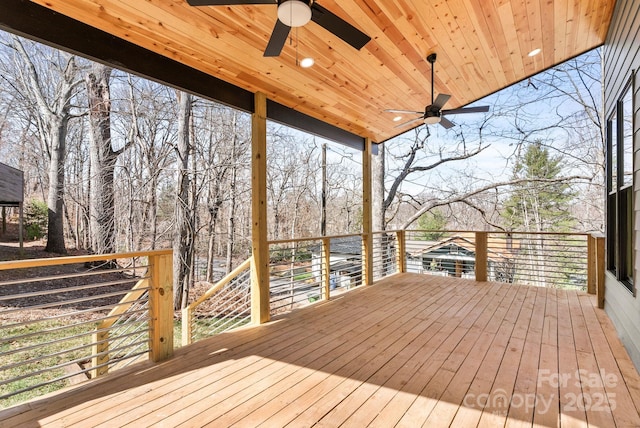 deck featuring a ceiling fan