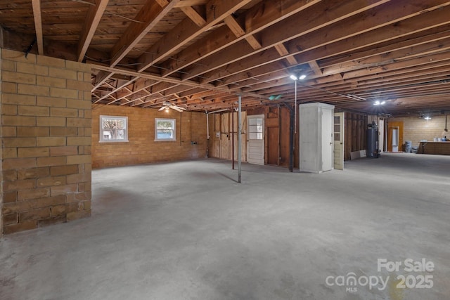 basement with water heater