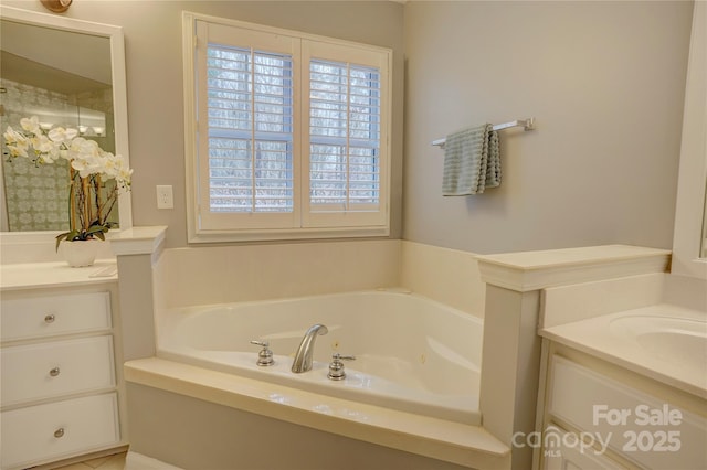 5306 Club View Dr, Concord, NC 28025 - bathroom with two vanities and a garden tub