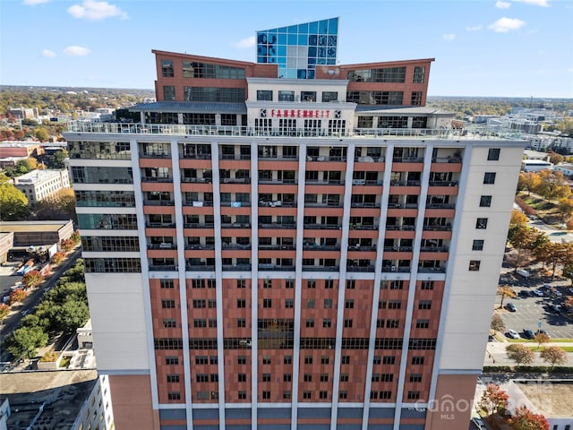 view of building exterior with a view of city