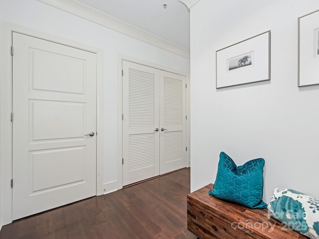 interior space with dark wood finished floors