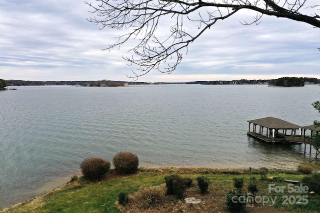 view of dock featuring a water view