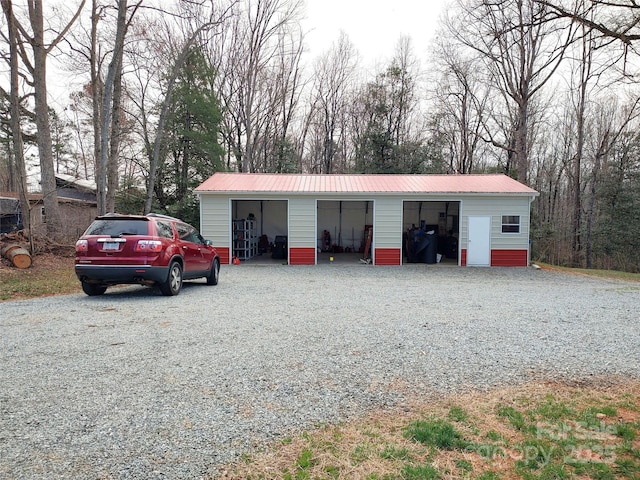 view of detached garage