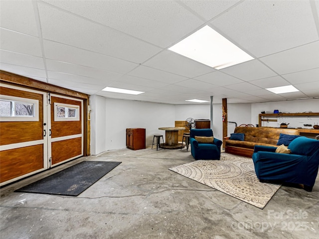 basement with a drop ceiling