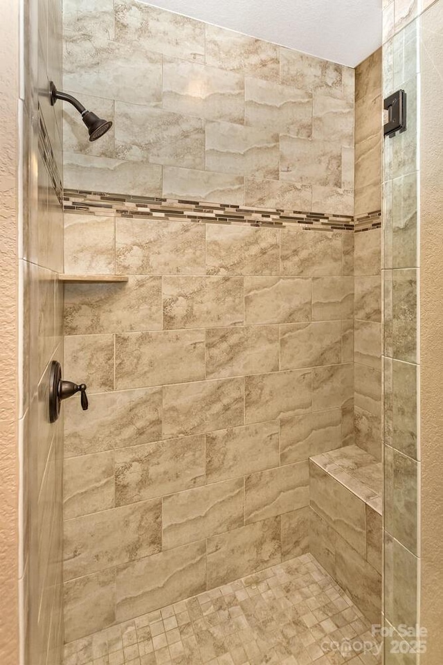 bathroom with a stall shower