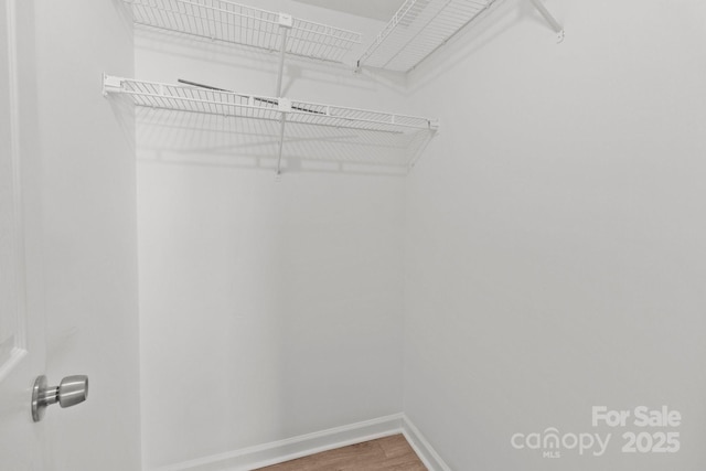 spacious closet with wood finished floors