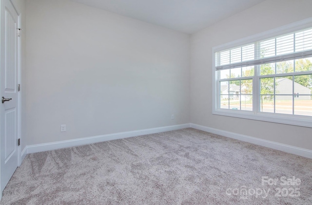 unfurnished room with baseboards and carpet floors