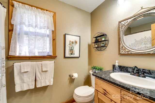 bathroom with toilet and vanity