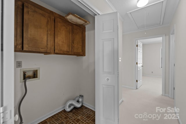 234 Pointe Cir, Rock Hill, SC 29732 - laundry area with cabinet space, attic access, hookup for a washing machine, and ornamental molding