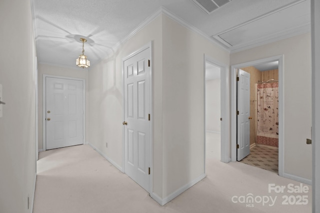 234 Pointe Cir, Rock Hill, SC 29732 - hall with attic access, crown molding, and carpet flooring