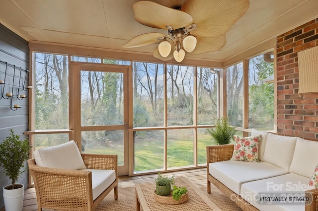 234 Pointe Cir, Rock Hill, SC 29732 - sunroom / solarium featuring a ceiling fan and an outdoor living space