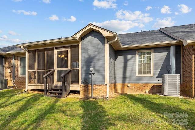 234 Pointe Cir, Rock Hill, SC 29732 - back of house featuring a yard, a sunroom, and brick siding