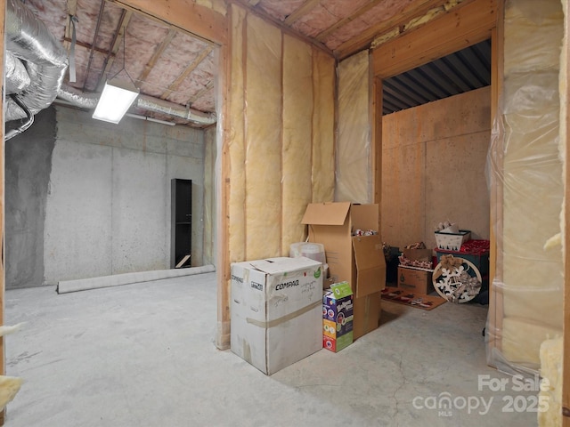 view of unfinished basement