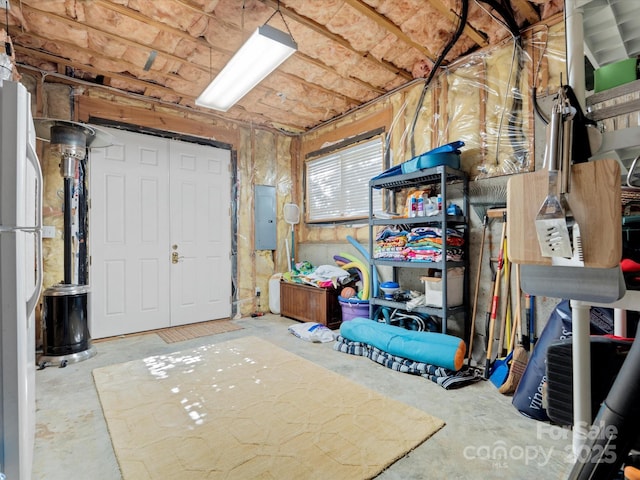 basement featuring electric panel