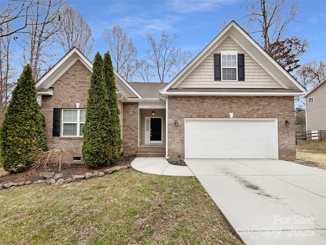 12332 Flatbush Dr, Huntersville, NC 28078 - view of front of property featuring concrete driveway, brick siding, and crawl space