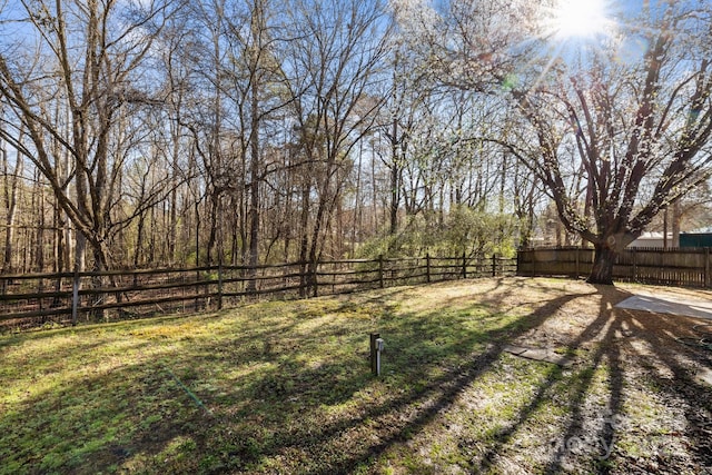 view of yard featuring a fenced backyard